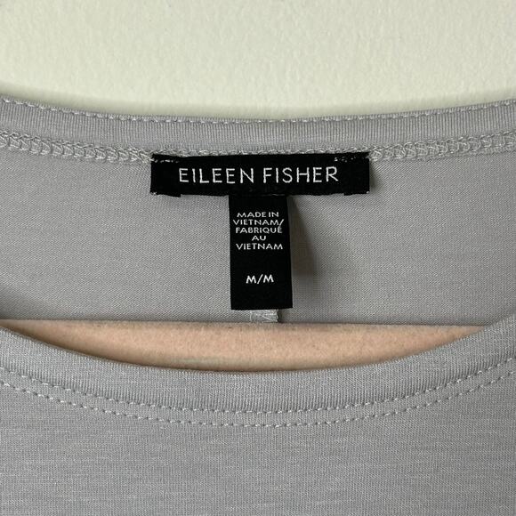 Md Eileen Fisher Gray Long Sleeve Swing Top Lyocell Soft Minimalist Sustainable - Picture 2 of 4